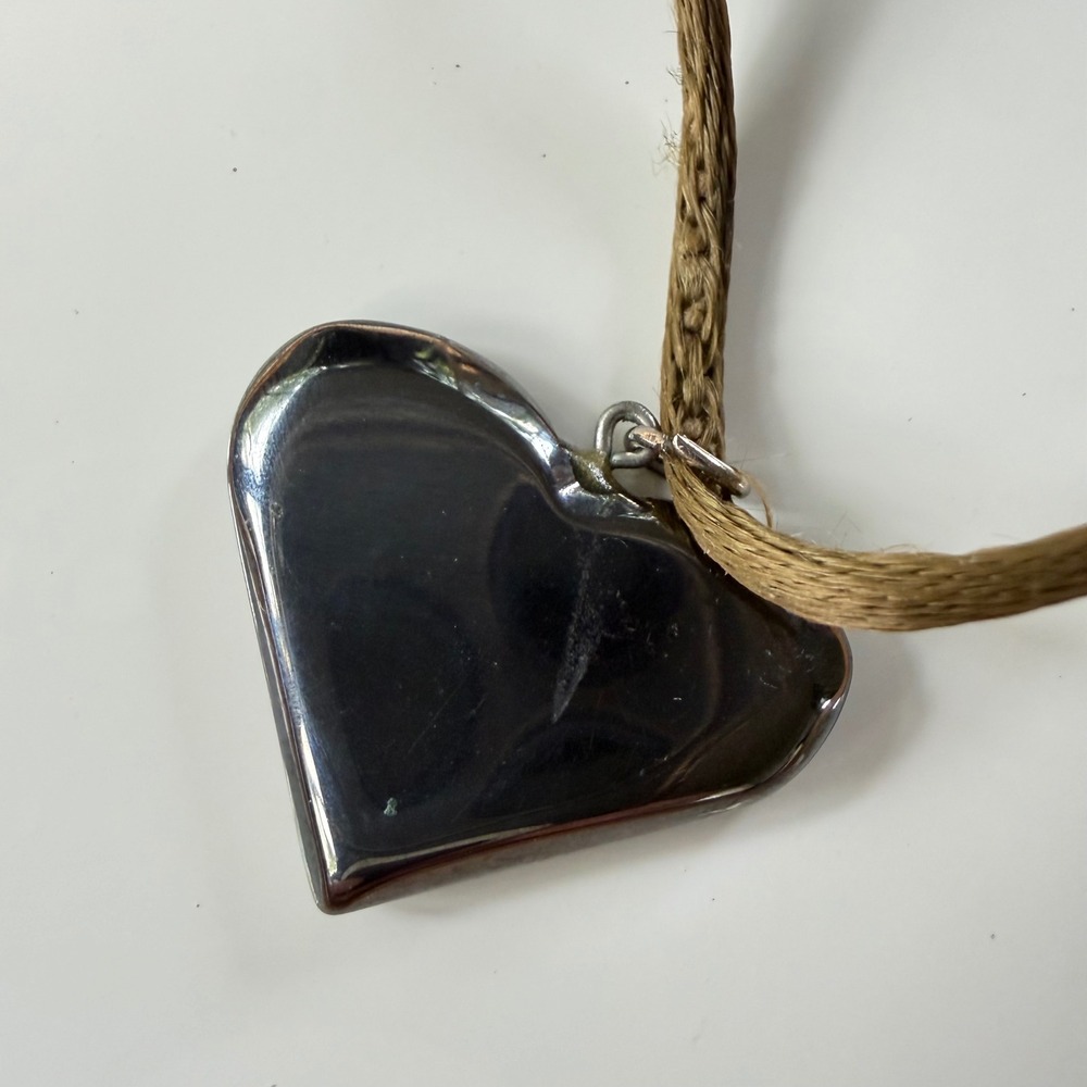Silver Heart Pendant Cord Necklace OS Y2K Fairycore Grunge - Picture 6 of 6